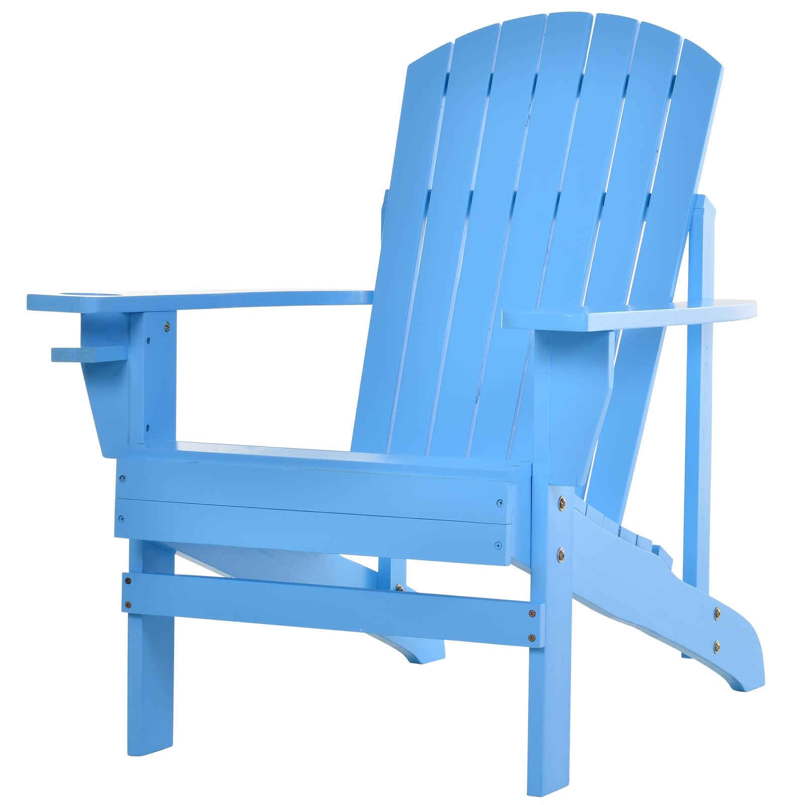 Outsunny Outdoor Classic Wooden Adirondack Deck Lounge Chair With Ergonomic Design A Built In Cup Holder