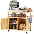 Outsunny Outdoor Grill Cart With Stainless Steel Top Storage