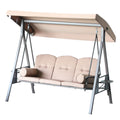 Outsunny Steel Framed Canopy 3 Seat Outdoor Cushioned Bench Swing