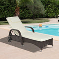 Outsunny Outdoor Rattan Wicker Poolside Chaise Lounge Chair With Adjustable Backrest Mixed Brown