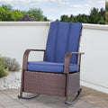 Outsunny Outdoor Wicker Rattan Recliner Rocking Cushioned Chair With Footrest 135 Degrees Of Comfort