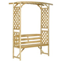 Outsunny Patio Garden Bench Arbor Arch With Pergola And 2 Trellises 3 Seat Outdoor Bench For Grape Vines Climbing Plants