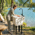 Outsunny Portable Camping Sink Handwashing Station Basin With Soap Dispenser Faucet Inlet And Drain Hoses