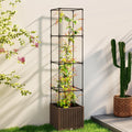 Outsunny Raised Garden Bed With Trellis 71.7 Tomato Cage With Lockable Wheels Self Watering Outdoor Planter Box