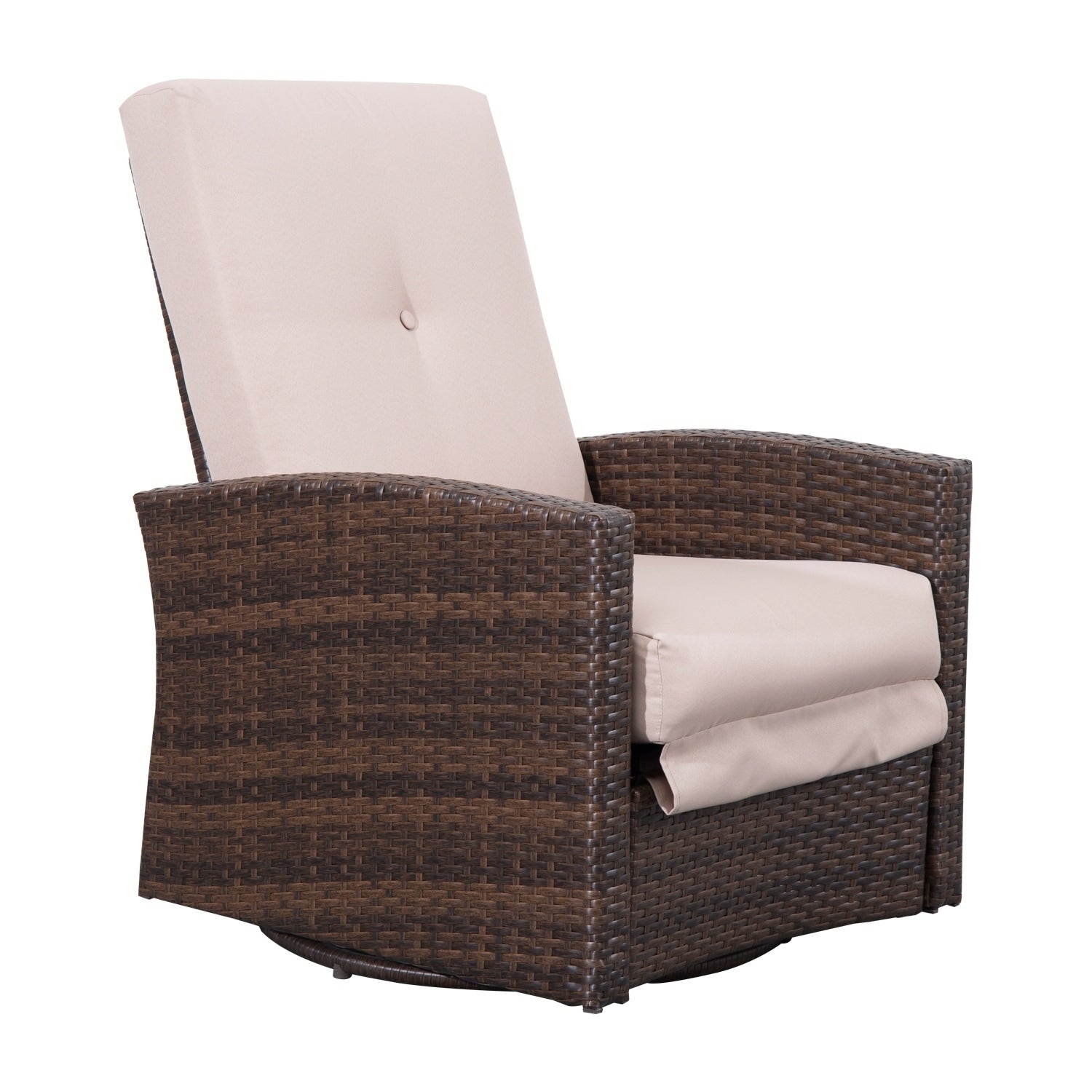 Outsunny Rattan Wicker Swivel Rocking Outdoor Recliner Lounge Chair