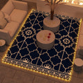 Outsunny Reversible Outdoor Rug Carpet With Led Lights 12 X 9 Pp Straw Rug Portable Rv Camping Mat 9 X 12