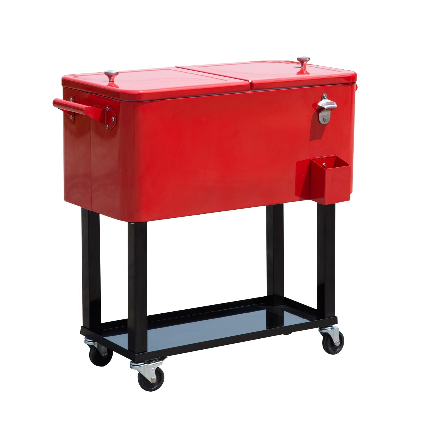 Outsunny Rolling Ice Chest Portable Patio Party Drink Cooler Cart