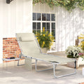 Outsunny Tanning Chair With Face Hole Side Table 5 Position Reclining Folding Chaise Lounge Chair