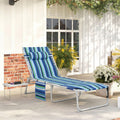 Outsunny Tanning Chair With Face Hole Side Table 5 Position Reclining Folding Chaise Lounge Chair
