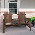 Outsunny Wood Adirondack Patio Chair Bench With Center Coffee Table Perfect For Lounging And Relaxing Outdoors