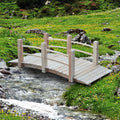 Outsunny Natural Wood 5 Foot Rustic Arched Decorative Backyard Garden Bridge With Railings