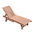 Outsunny Wooden Outdoor Chaise Lounge Patio Pool Chair W Pull Out Tray