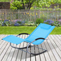 Outsunny Chaise Rocker Patio Lounge Chairs With Recliner W Detachable Pillow Durable Weather Fighting Fabric Blue