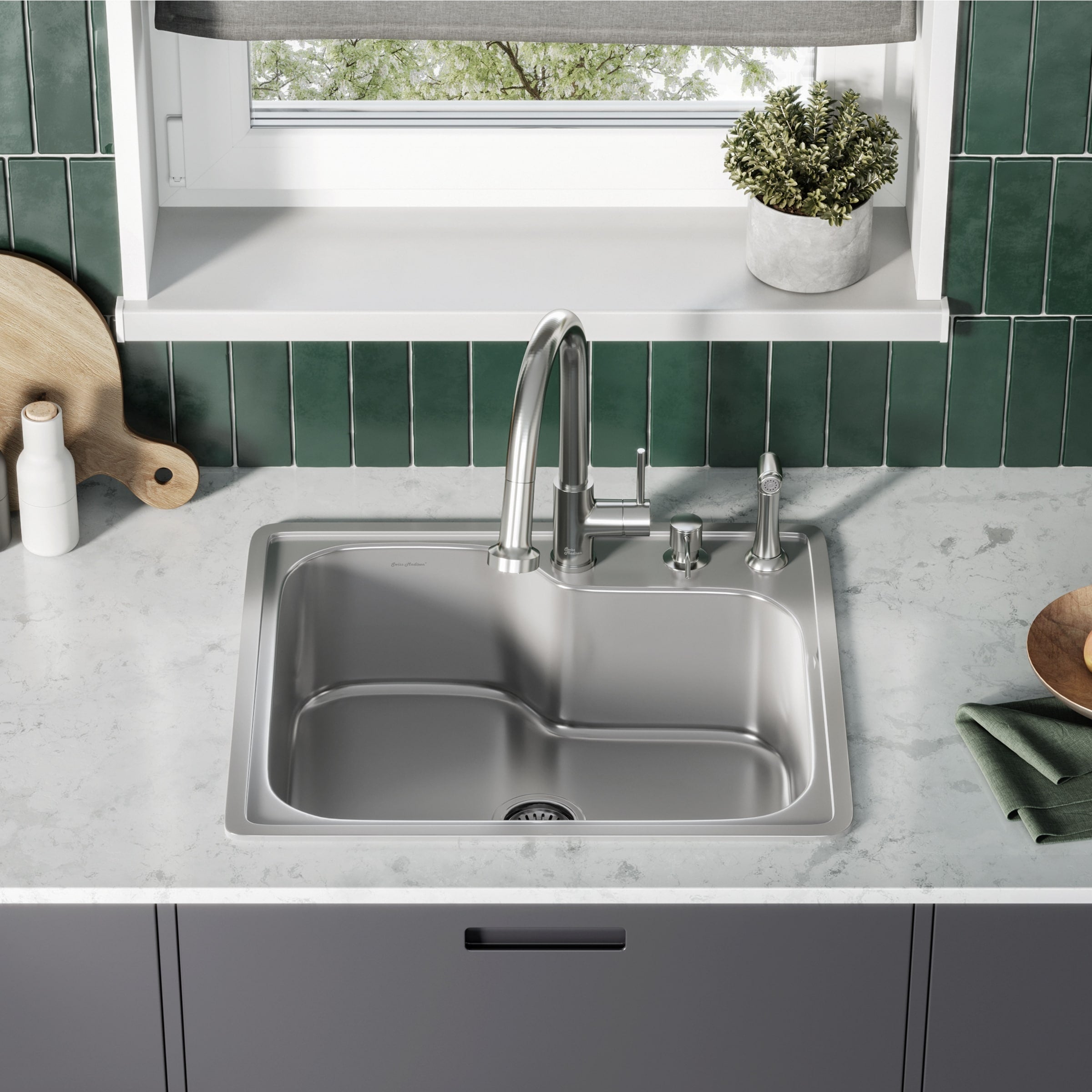 Ouvert 25 X 22 Stainless Steel Single Basin Top Mount Kitchen Sink