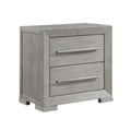 Ova Nightstand 2 Drawer W Framed Front Wood Accent Handles Gray
