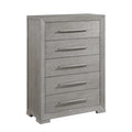 Ova Tall Dresser Chest 5 Drawer W Wide Wood Accent Handles Gray