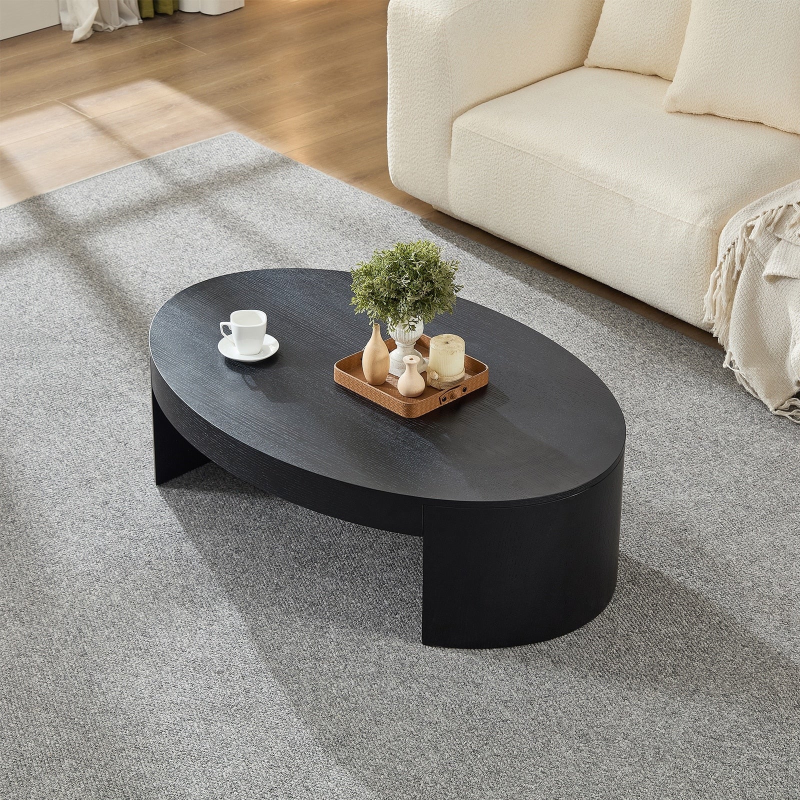 Oval Coffee Table Simple Center Table For Living Room Black Side Table Sofa Table Accent Table Tea Table