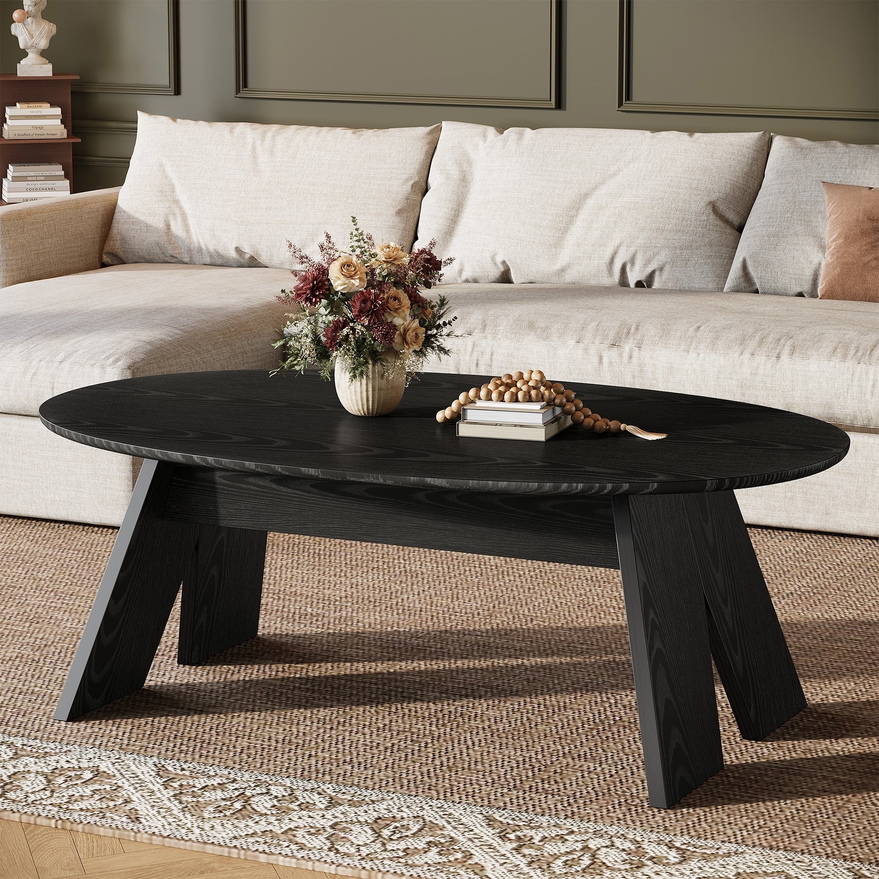 Oval Coffee Table For Living Room 47 Modern Center Cocktail Table