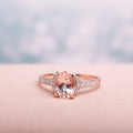 Miadora Rose Goldplated Sterling Silver Oval Cut Morganite And Diamond Accent Engagement Ring