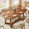 Oval Dining Table Solid Wood 63 Inch Industrial Kitchen Table For Dining Room