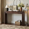 Oval Entryway Console Table With Natural Wood Grain Fluted Leg Design And 2 Storage Drawers For Living Room Or Hallway