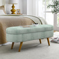 Oval Flip Top Storage Bench Fabric Upholstered Entryway Bench End Of Bed Bench With Rubber Wood Legs For Bedroom Living Room