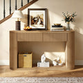 Oval Fluted Console Table With 2 Drawers And Bottom Shelf