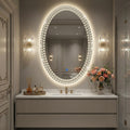 Oval Led Wall Mirror With Crystal Mosaic Accents 24X36
