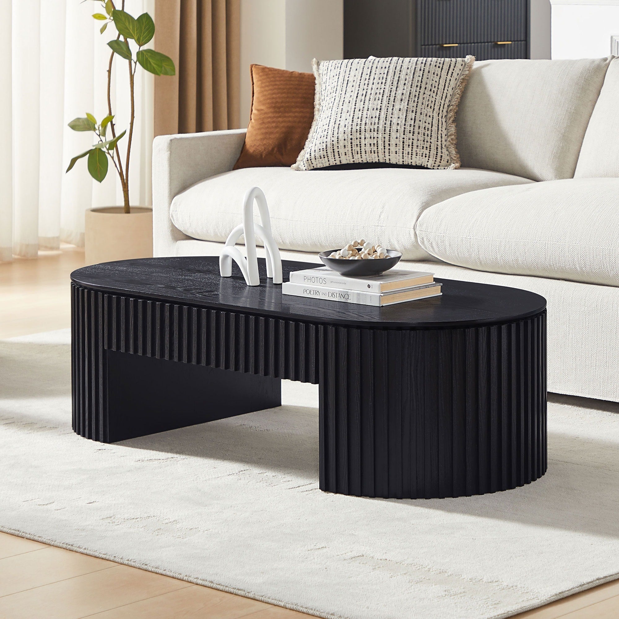 Oval Wood Coffee Table Side Table Tea Table With Drawer Simple Center Table Accent Table Sofa Table