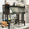Over The Sink Dish Drying Rack 3 Tier Carbon Steel Kitchen Storage Cabinet With Cover