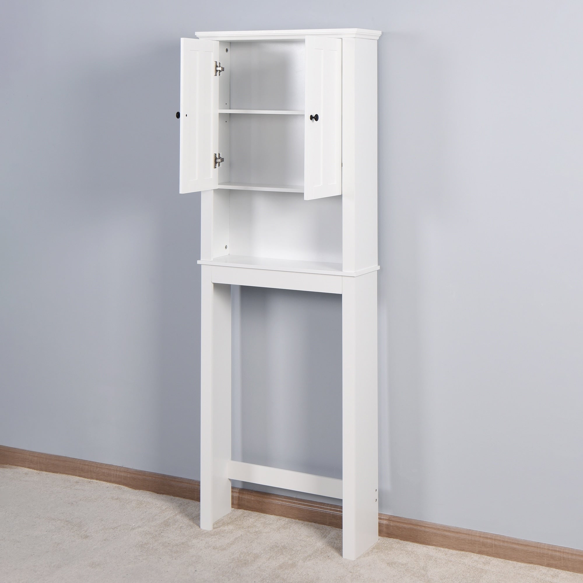 Over The Toilet Storage Cabinet With Open Shelves Toilet Paper Holder Stand Bathroom Shelf Over Toilet With 2 Doors