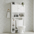 Over The Toilet Storage Cabinet Freestanding Bathroom Space Saver With Adjustable Shelf Double Doors And Open Shelves