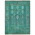 Overdye Antique Weave Hand Knotted New Zealand Wool Green Area Rug 9 X 12