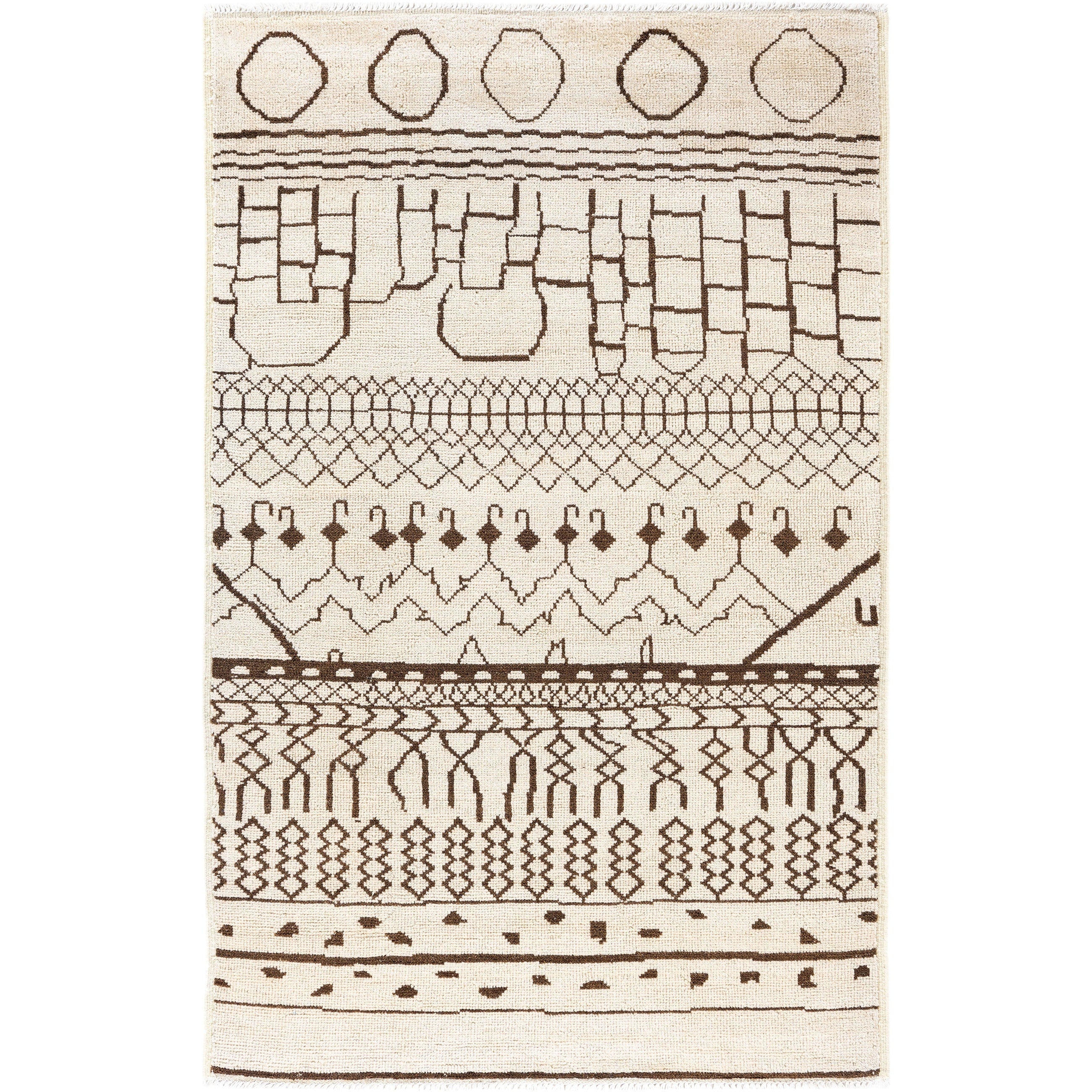 Overdyed Hand Knotted Wool Modern Contemporary Beige Area Rug 5 1 X 7 10