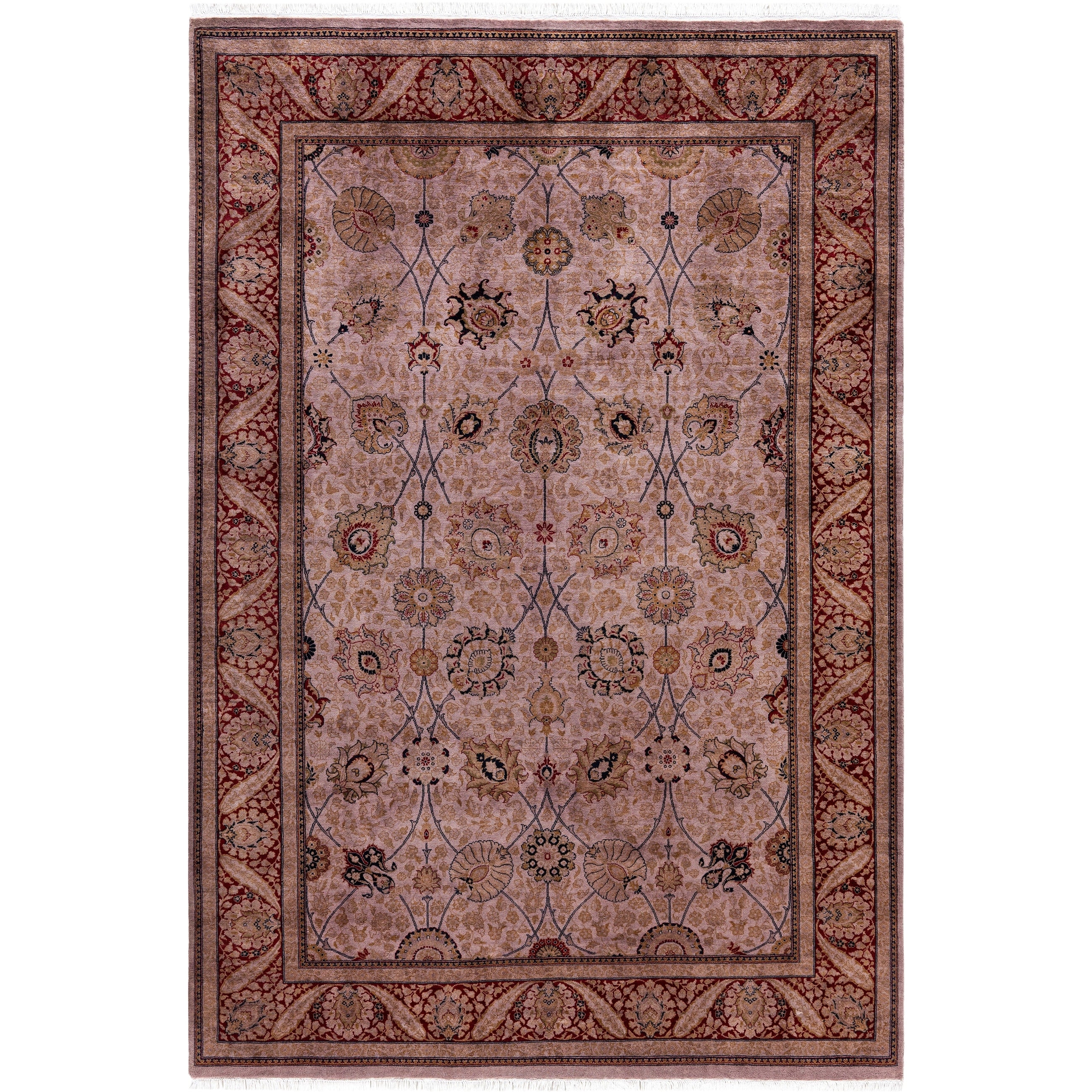 Overdyed Hand Knotted Wool Modern Contemporary Beige Area Rug 6 2 X 9 1