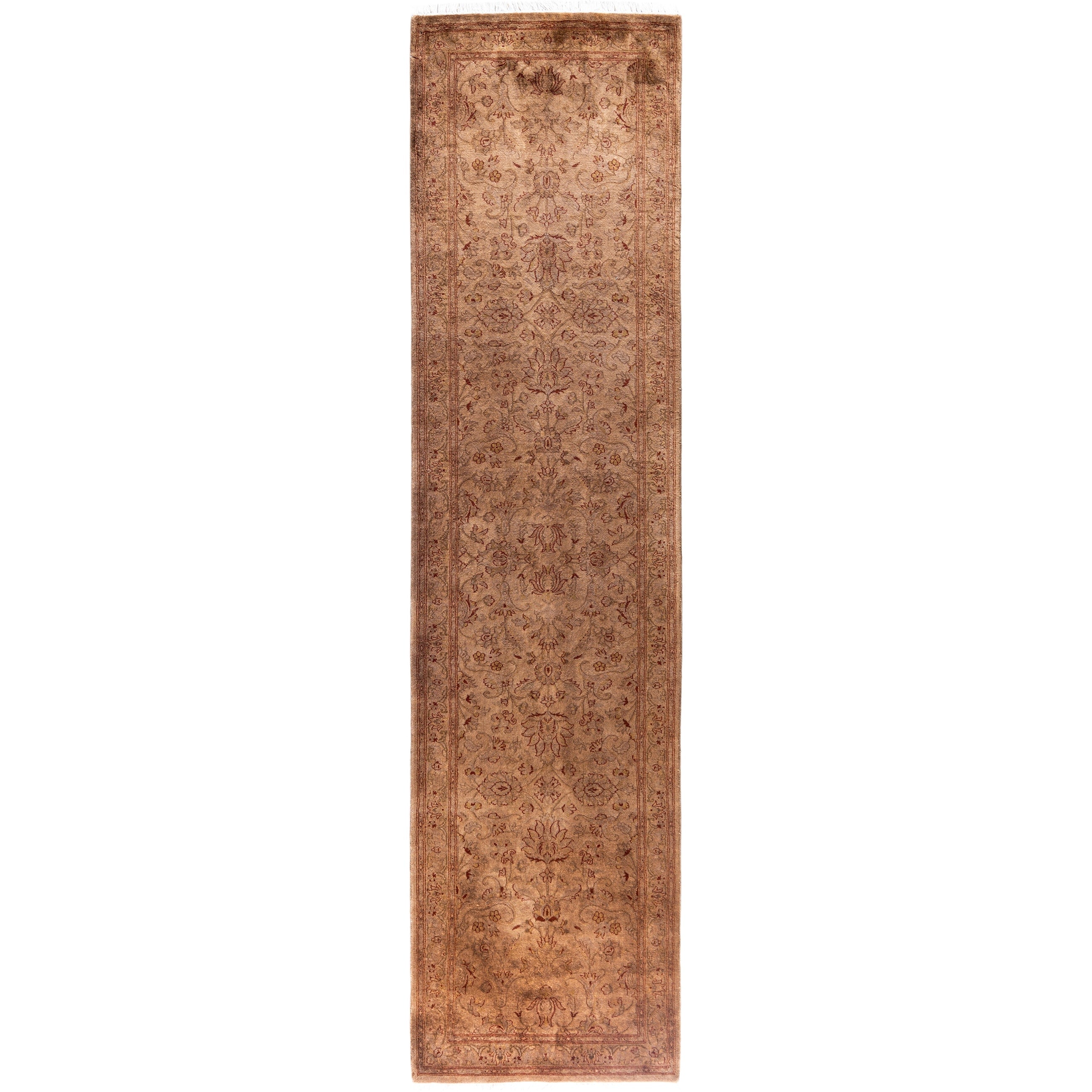 Overdyed Hand Knotted Wool Modern Contemporary Beige Runner 2 7 X 10 4