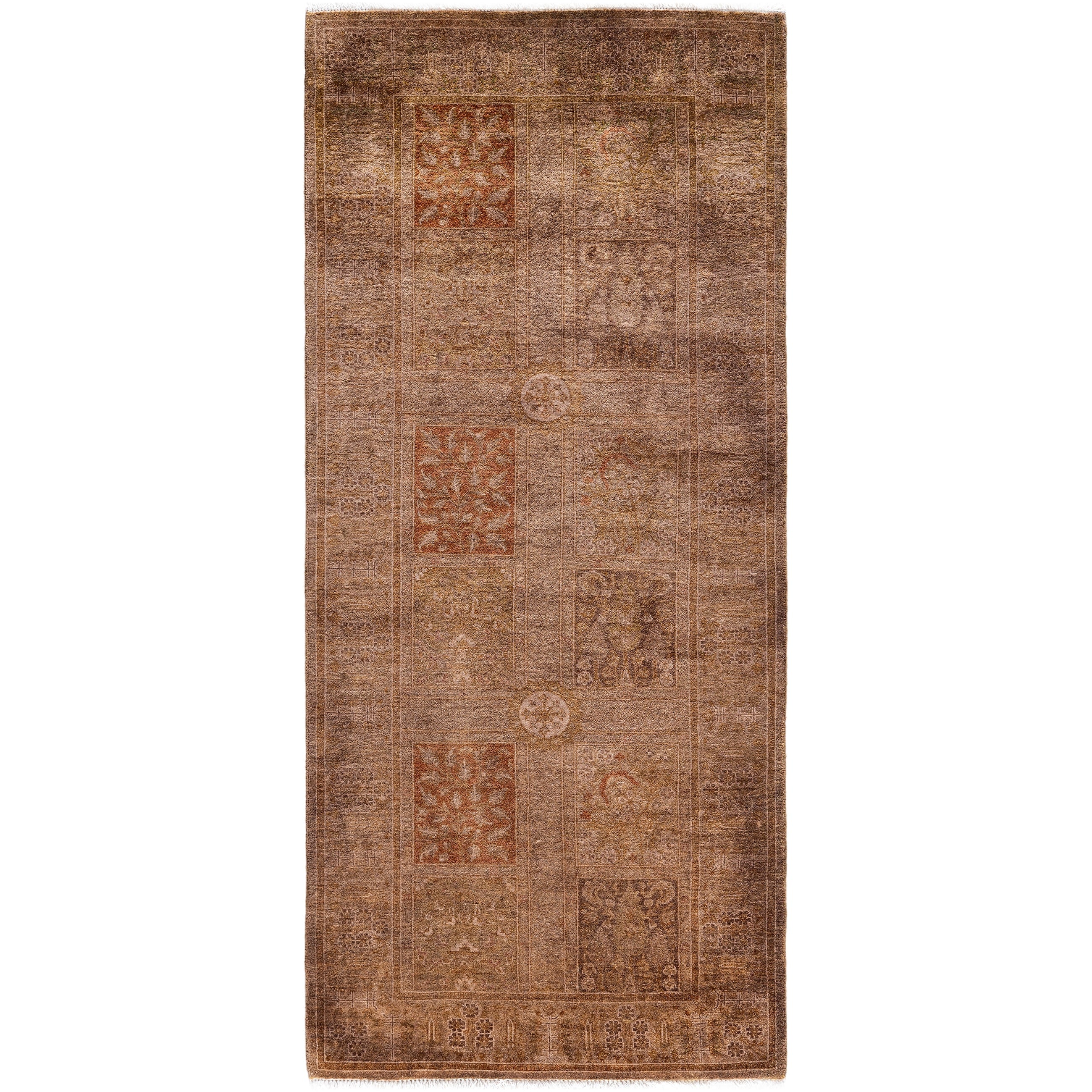 Overdyed Hand Knotted Wool Modern Contemporary Beige Runner 2 7 X 6 0