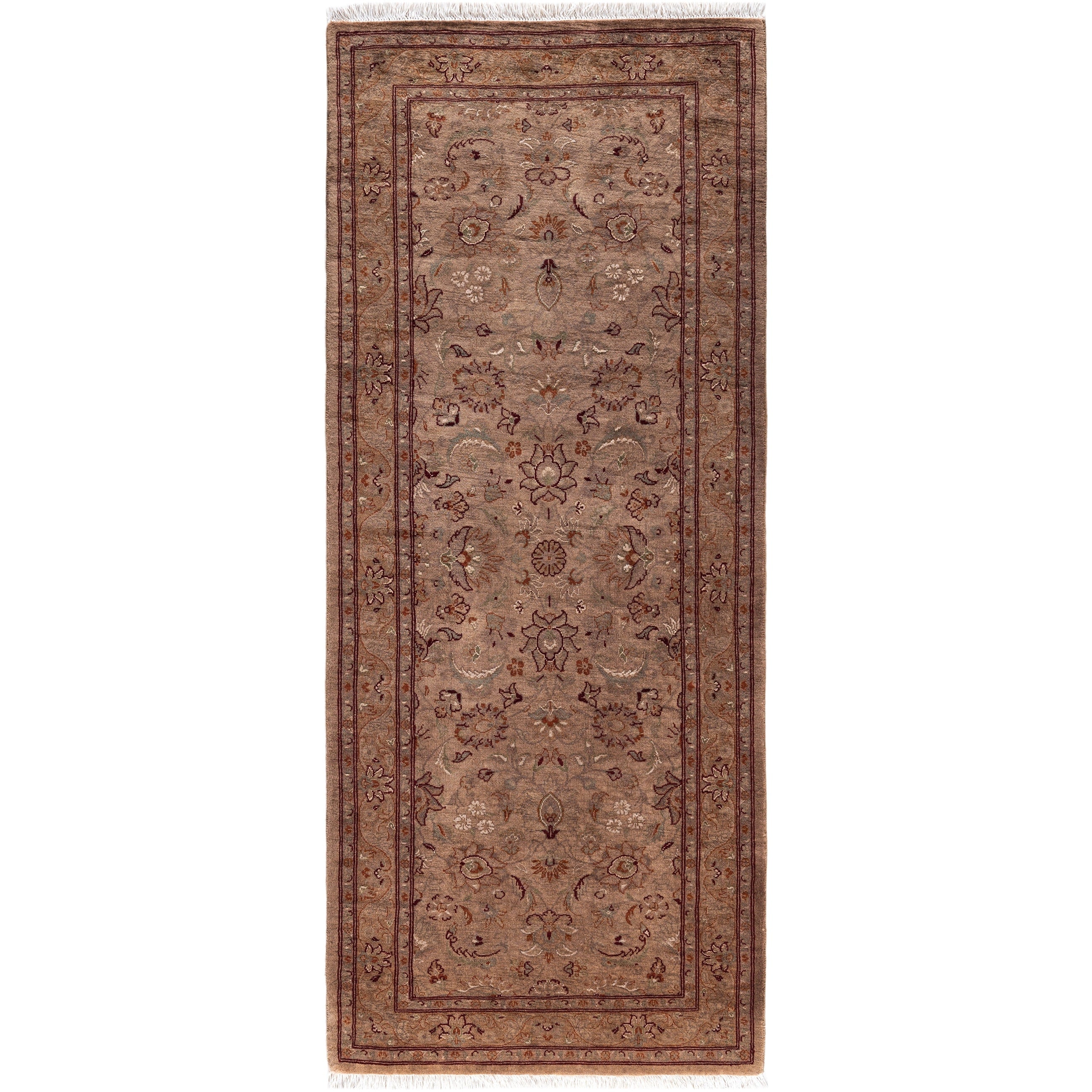 Overdyed Hand Knotted Wool Modern Contemporary Beige Runner 2 8 X 6 7
