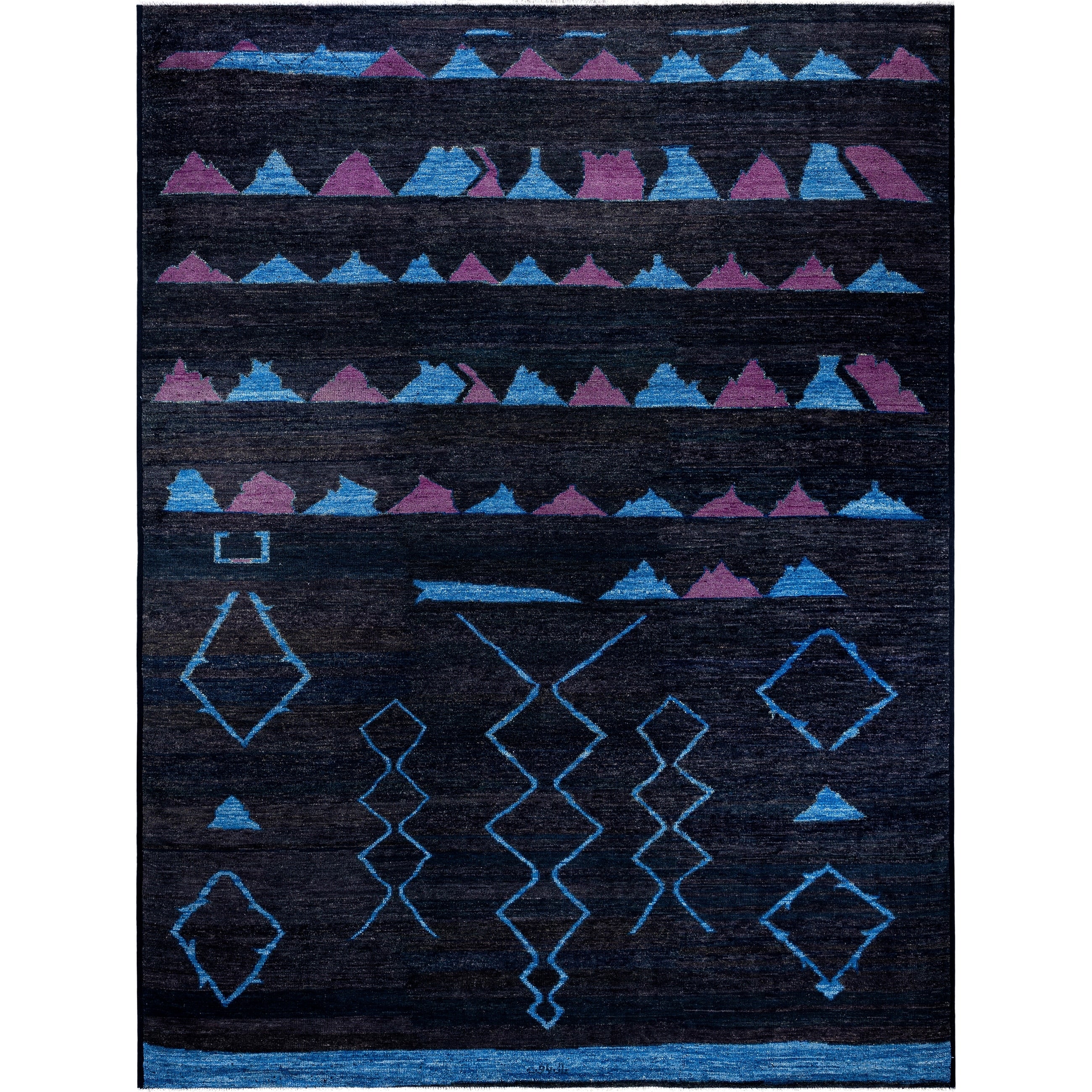 Overdyed Hand Knotted Wool Modern Contemporary Black Area Rug 10 5 X 13 10