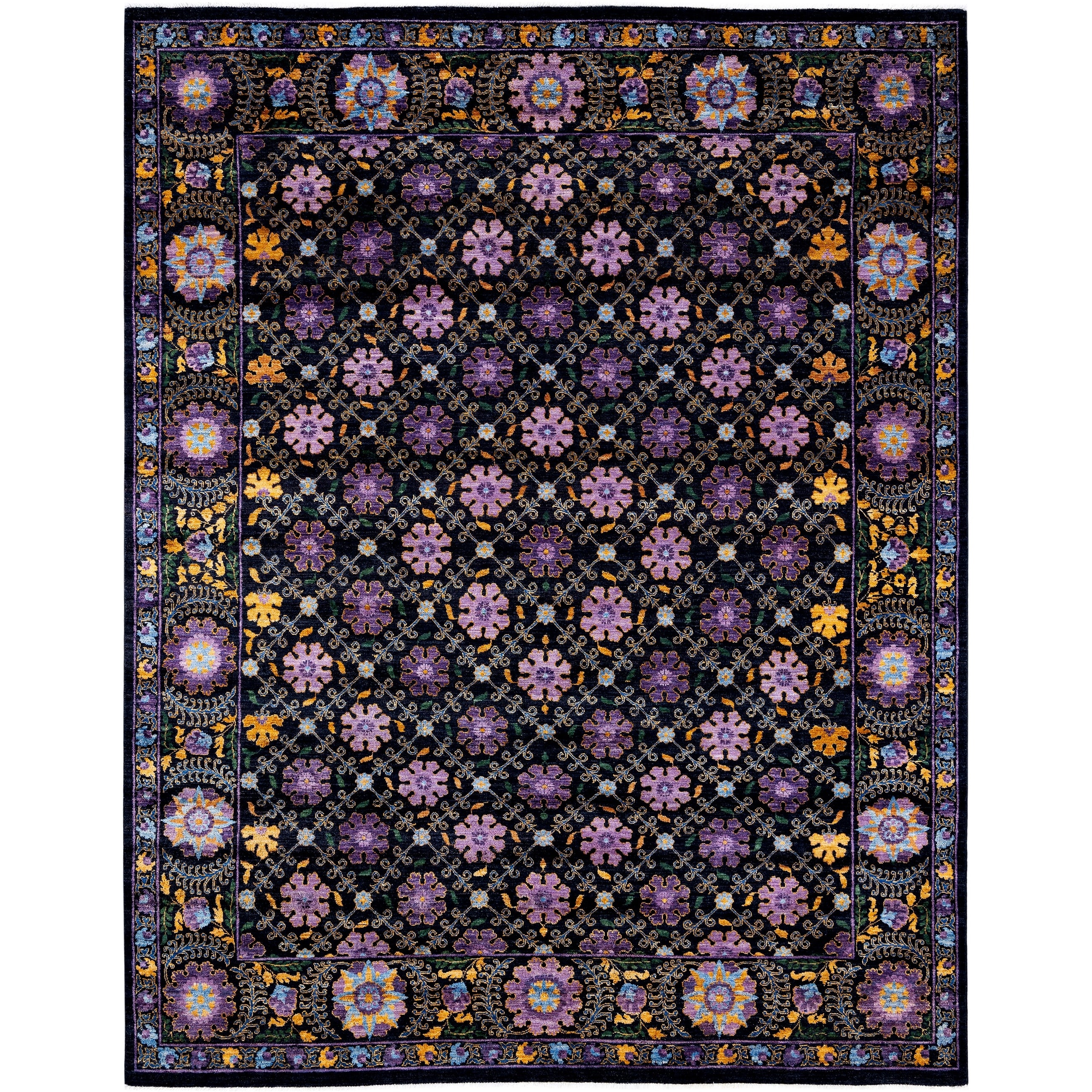 Overdyed Hand Knotted Wool Modern Contemporary Black Area Rug 8 1 X 10 3