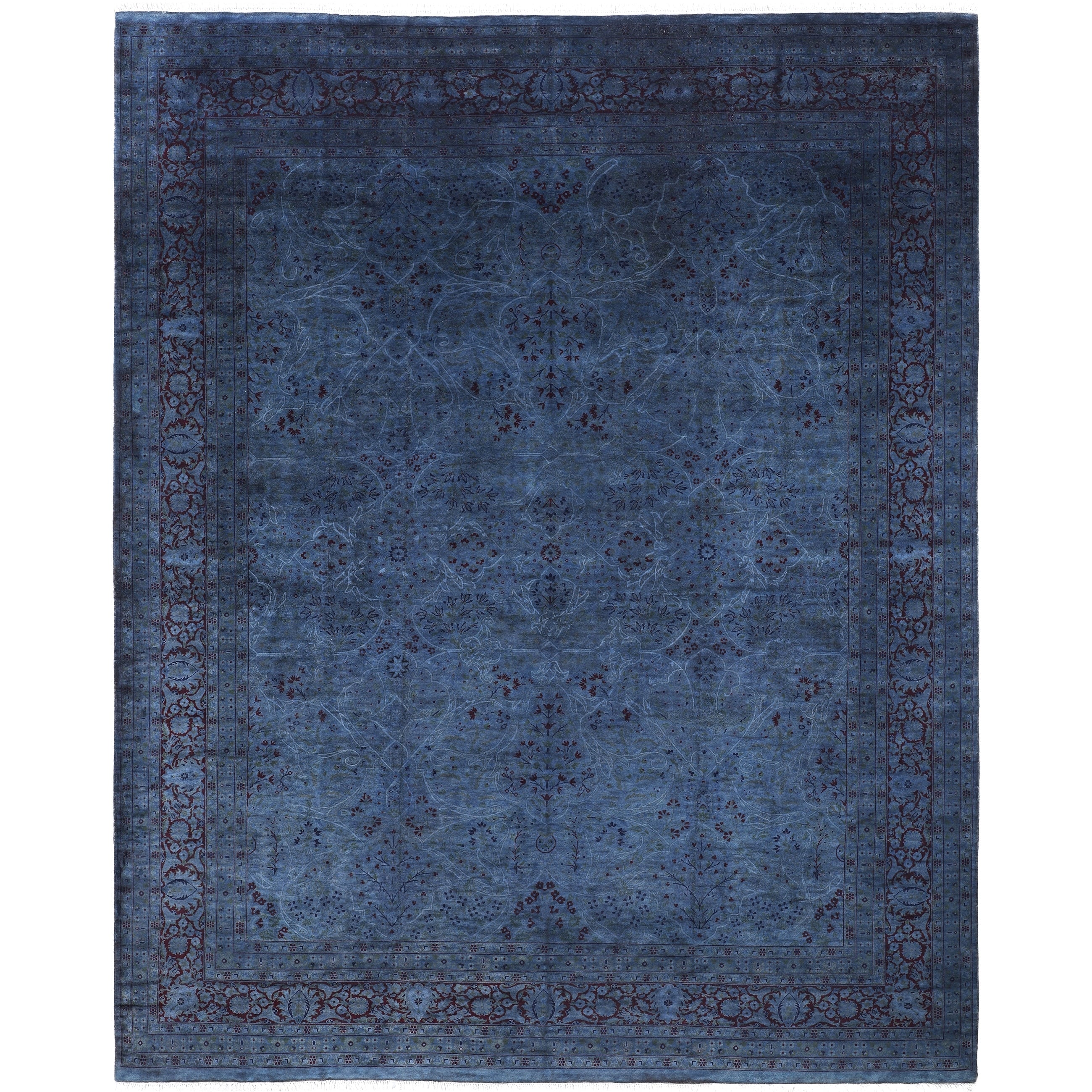 Overdyed Hand Knotted Wool Modern Contemporary Black Area Rug 8 1 X 10 5