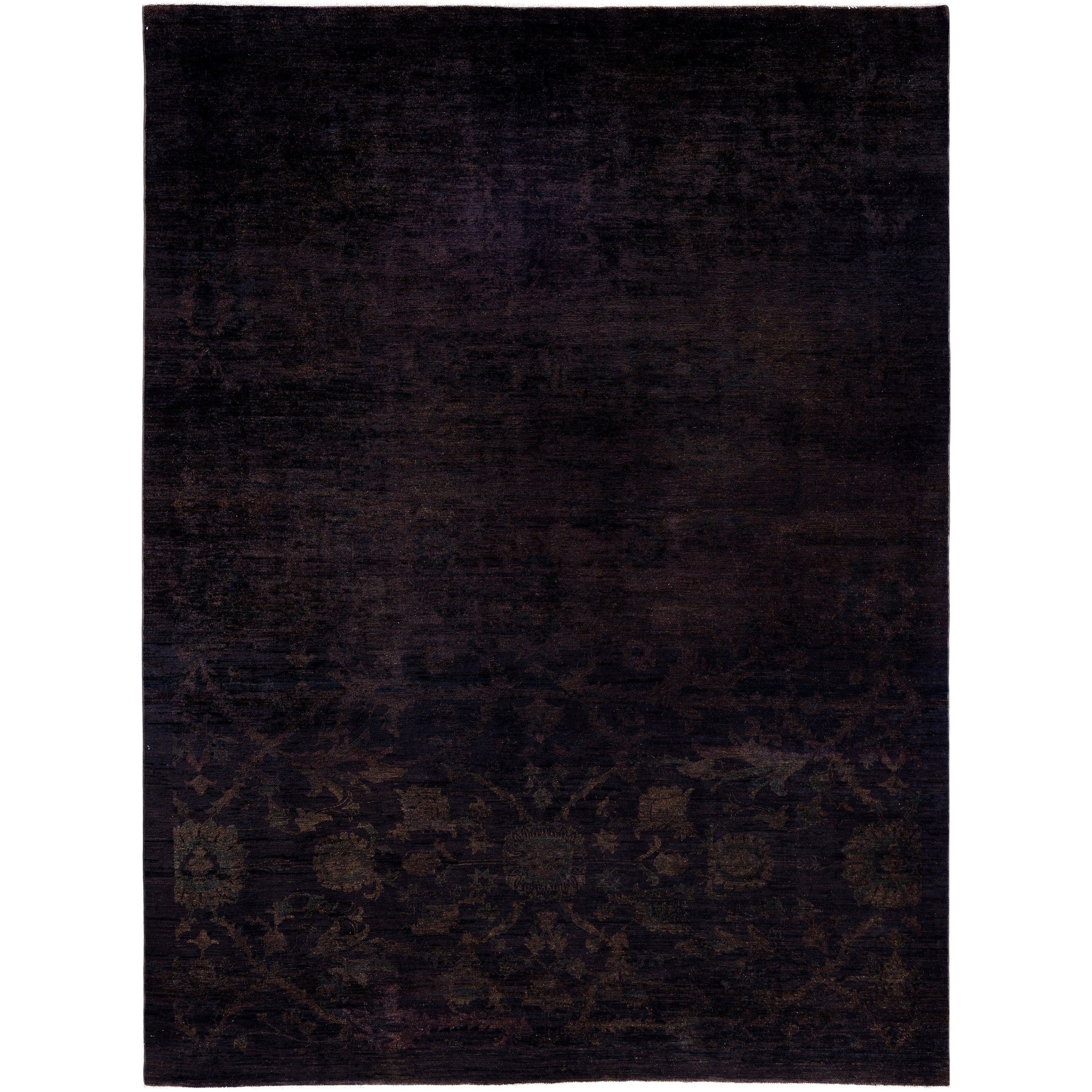 Overdyed Hand Knotted Wool Modern Contemporary Black Area Rug 9 0 X 11 10