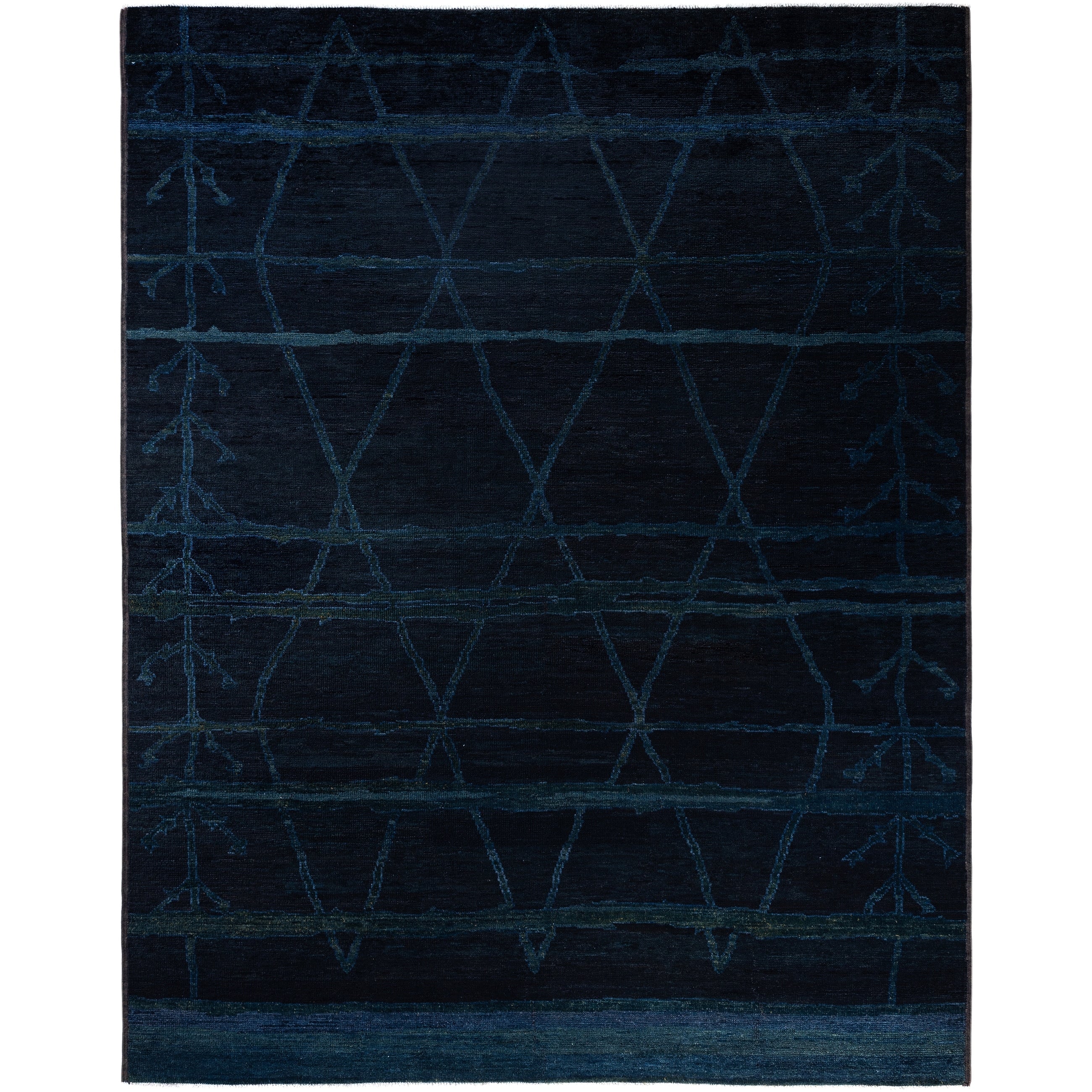 Overdyed Hand Knotted Wool Modern Contemporary Black Area Rug 9 0 X 11 5