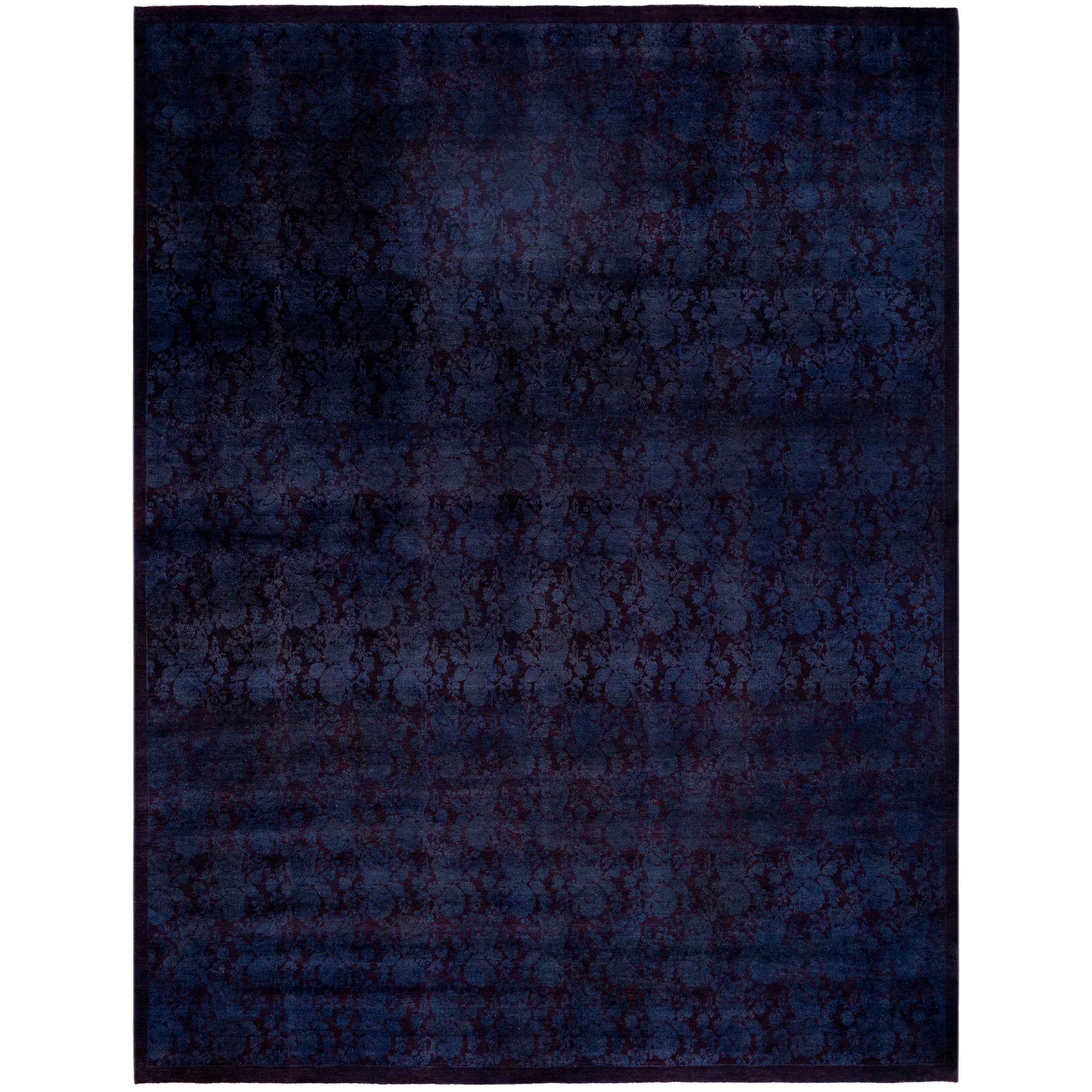 Overdyed Hand Knotted Wool Modern Contemporary Black Area Rug 9 2 X 11 7