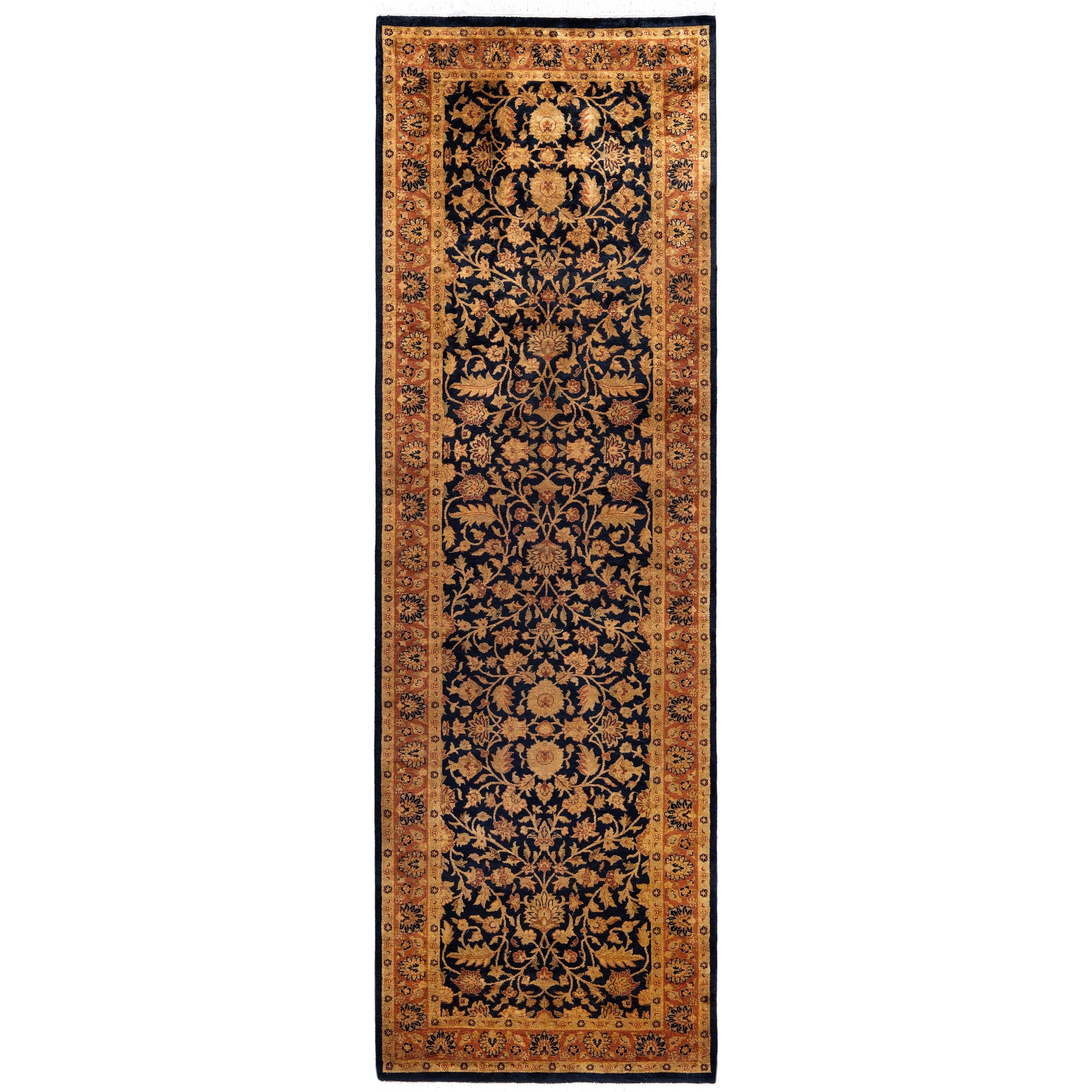 Overdyed Hand Knotted Wool Modern Contemporary Black Runner 2 6 X 8 2