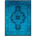 Overdyed Hand Knotted Wool Modern Contemporary Blue Area Rug 10 2 X 13 10