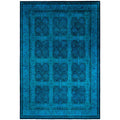 Overdyed Hand Knotted Wool Modern Contemporary Blue Area Rug 10 3 X 15 1