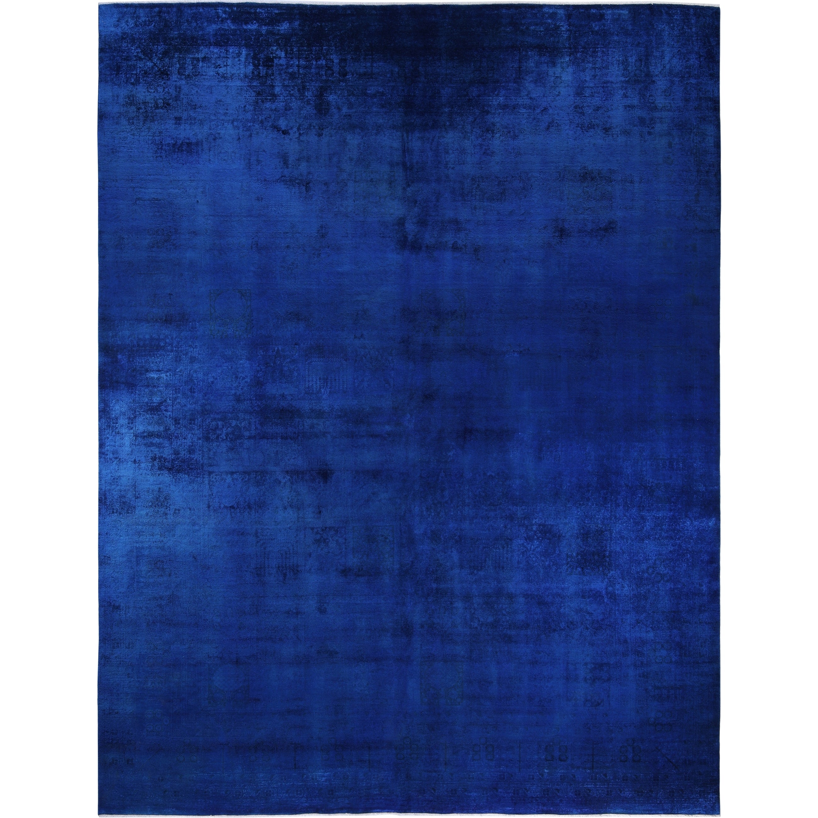Overdyed Hand Knotted Wool Modern Contemporary Blue Area Rug 12 3 X 15 6