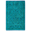 Overdyed Hand Knotted Wool Modern Contemporary Blue Area Rug 2 8 X 4 1