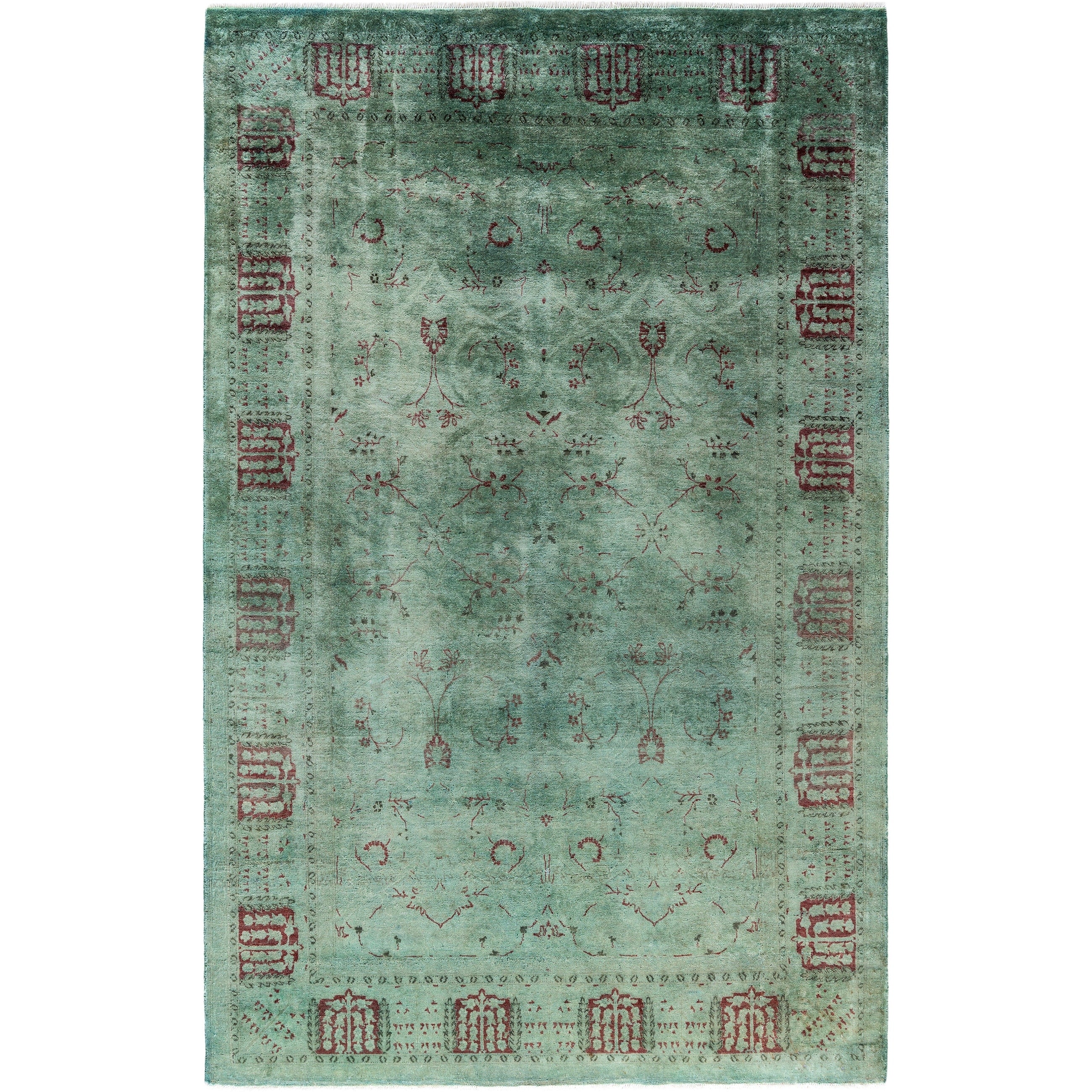 Overdyed Hand Knotted Wool Modern Contemporary Blue Area Rug 4 11 X 7 8